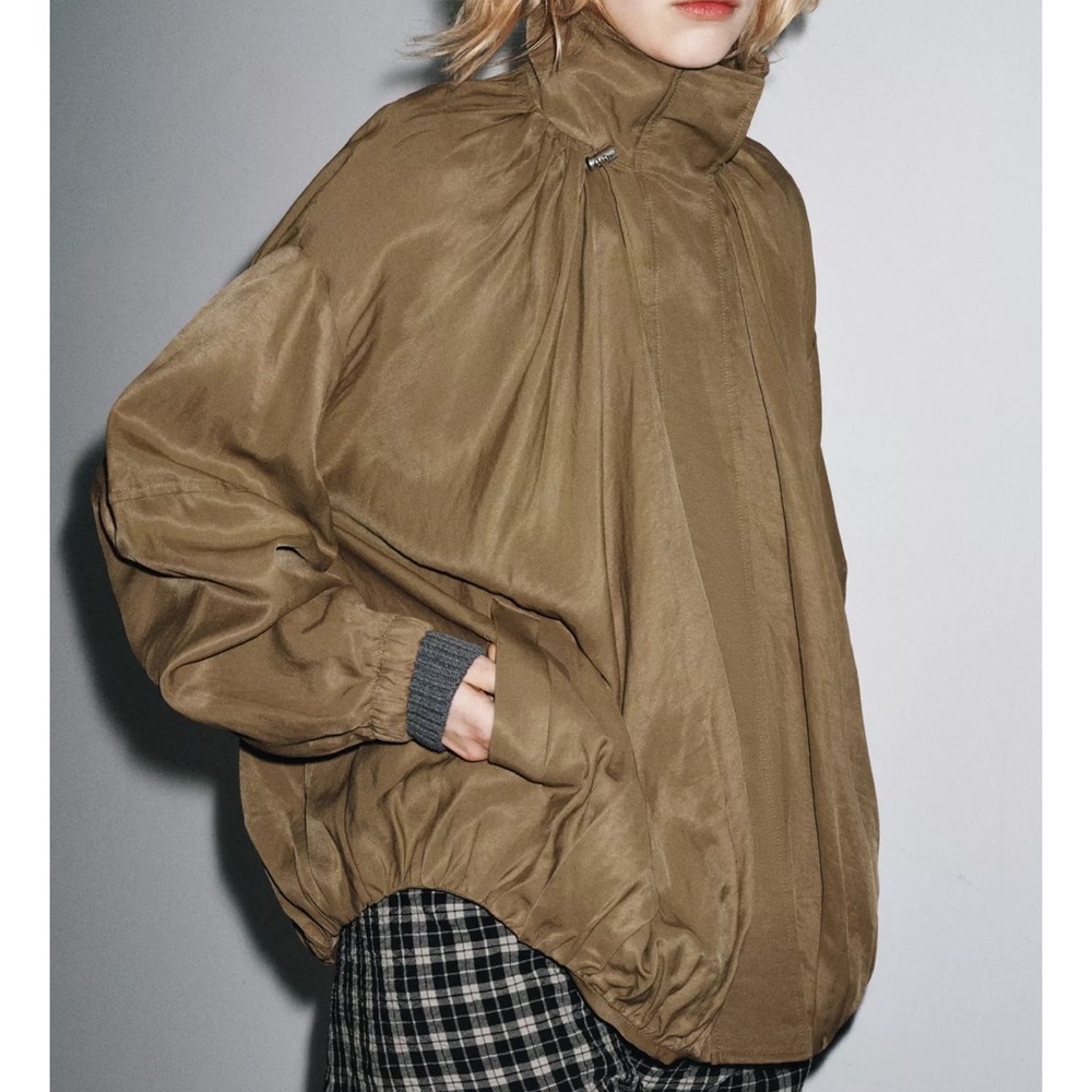 NWT ZARA ZW Collection Fluid Bomber Jacket size S - Picture 2 of 6